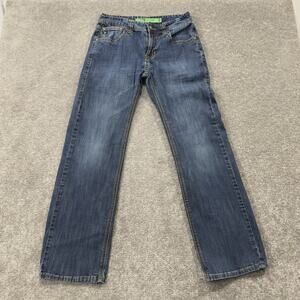 Rock Roll Cowboy Pistol Straight Jeans Mens 30x32 Dark Wash Western Denim Rodeo